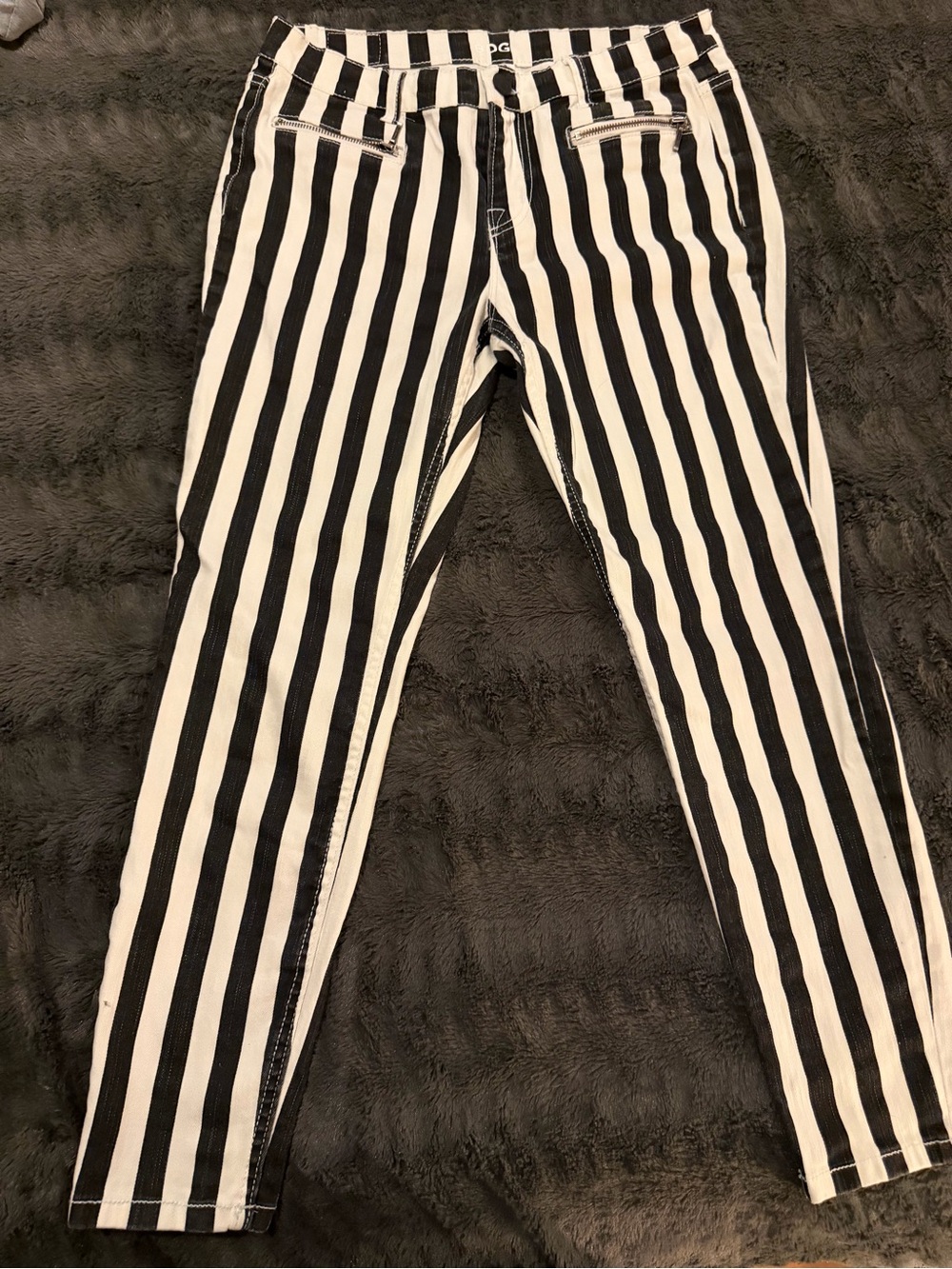 BDG Black and White Vertical Stripe Skinny Jeans